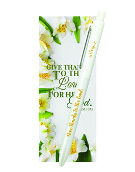 Gel pen with bookmark Give thanks to the Lord