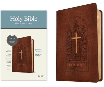 KJV - thinline reference bible RL  - LeatherLike, Reverent Cross Dark Brown  