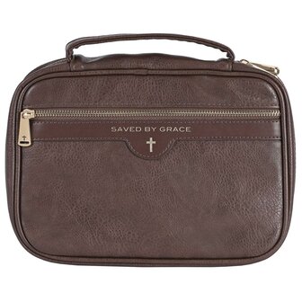 Bijbelhoes XL Saved By Grace bruin