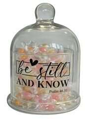 Glazen voorraadpot Be still and know
