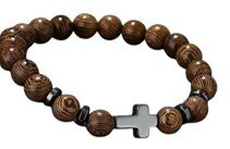 Houten armband hematiet kruis 