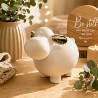 Deco schaap wit keramiek