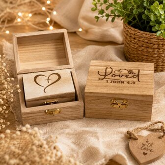 Set van 2 kleine houten doosjes Hart/Kruis Loved