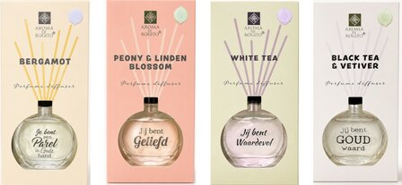 Diffuser met assorti geuren en tekst