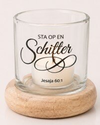 Windlicht met kaars Sta op en schitter