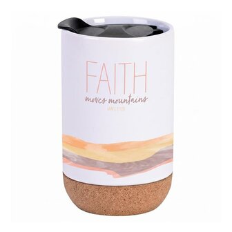 Mok met deksel Faith moves mountains 475ml
