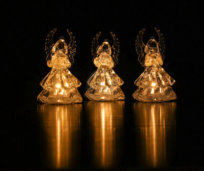 Engeltjes (set van 3) met warm LED-licht