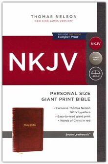 NKJV - Giant Print, Personal size,  Brown , Leathersoft  