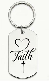 Sleutelhanger metaal Heart Faith Cross