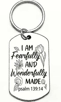 Sleutelhanger metaal I am fearfully and wonderfully made