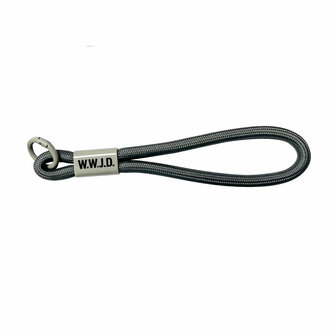 Sleutelhanger W.W.J.D. gevlochten grijs