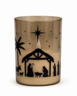 LED kaars in glas Nativity