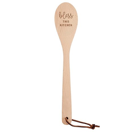 Wooden spoon with cotton bag Bless this kitchen