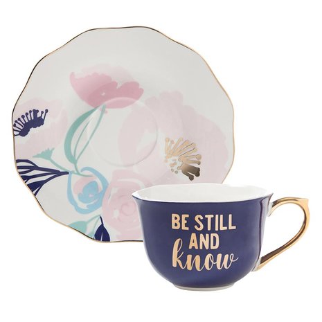 Teetasse & Untertasse Set-  Be still and know