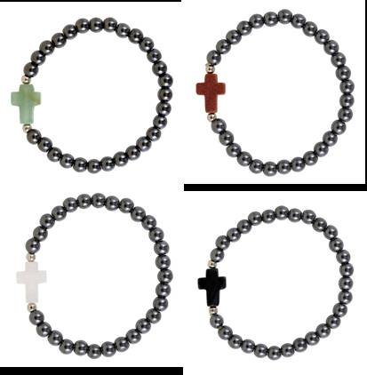 Hämatit-Kreuz-Armbände (set4)