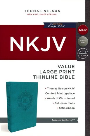 Blue, Imitation Leather - NKJV Large Print Thinline Bible