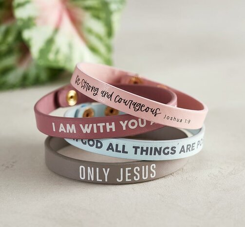 Leather Snap Bracelet  I am with you always