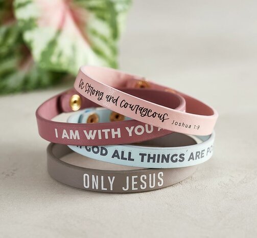 Leren armband met drukknoop I am with you always