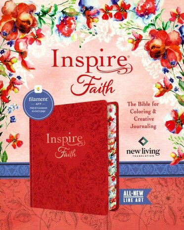 NLT - Inspire FAITH Bible, Filament Enabled Edition, Hardcover LeatherLike, Coral Blooms