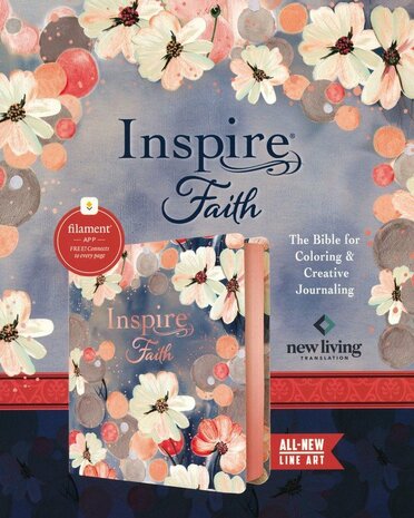 NLT - Inspire FAITH Bible, Filament Enabled Edition, LeatherLike, Pink Watercolor Garden