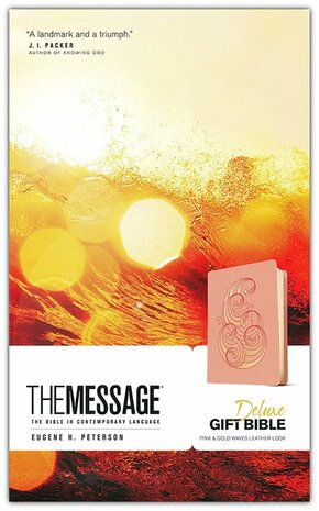  The Message Deluxe Gift Bible, LeatherLike, Pink and Gold Waves