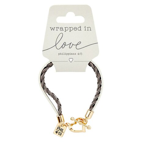 Armband wrapped in love grau/weiß