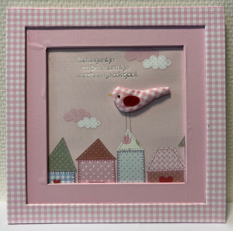 Schilderij baby roze God zegent je   