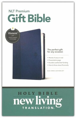 NLT Premium Gift Bible, Filament Enabled--soft leather-look, blue cross