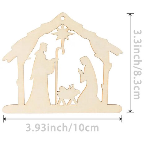 DIY Houten ornament Kerststal 