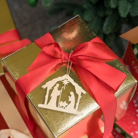 DIY Houten ornament Kerststal 