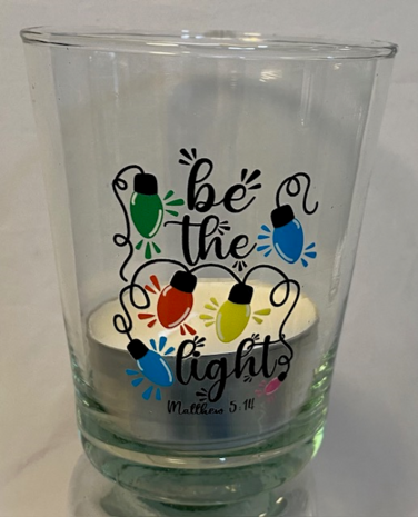 Sfeerlicht glas met groot waxinelicht