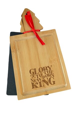Houten en leistenen bord Glory to the new born King