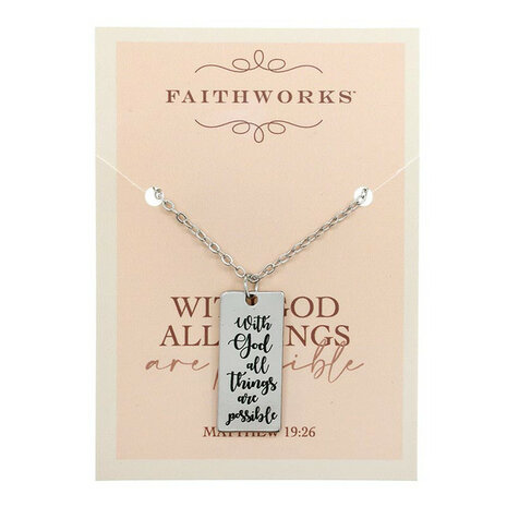 Hanger met ketting With God all things 