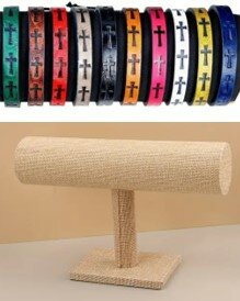 Armband kunstleer kruis 