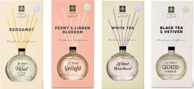 Diffuser met assorti geuren en tekst