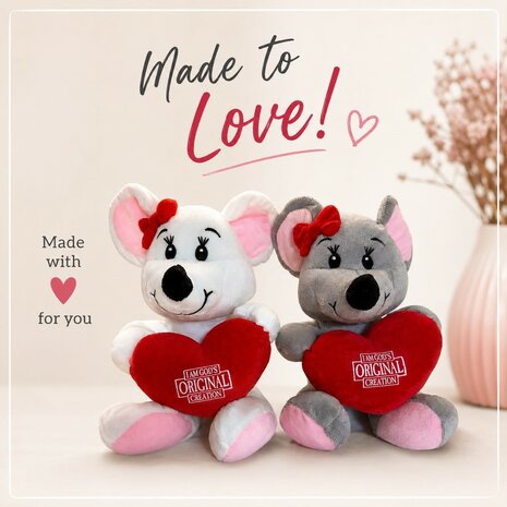 Knuffel muisjes met hart God's original creation