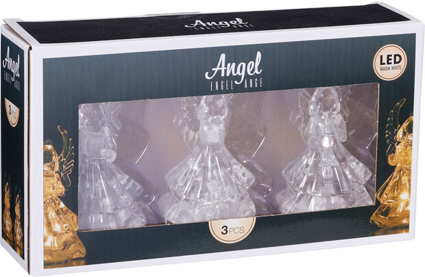 Engeltjes (set van 3) met warm LED-licht