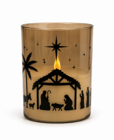 LED kaars in glas Nativity