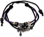 Bracelet-leather-cross-silver-purple-black