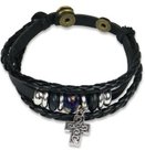 Bracelet-leather-cross-beads-black