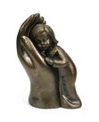 Beeld-kind-in-hand-10cm-bronskleur