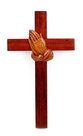 Cross-mahogany-20cm-with-praying-hands