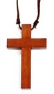 Necklace-cross-wood-4cm-on-leather-cord