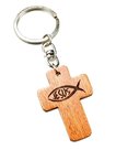 Keyring-wooden-cross-fish-Jesus