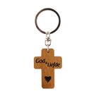 Keyring-dutch-cross-wood-God-is-liefde