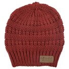 Womens-ponytail-beanie-Loved-red