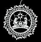 Kantklos-ornament-maretakkrans-kerststal