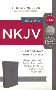 NKJV compact thinline bible charcoal leatherlook