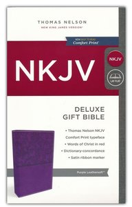 NKJV deluxe gift bible purple leatherlook