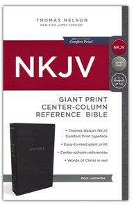 NKJV giant print reference bible index black leatherlook
